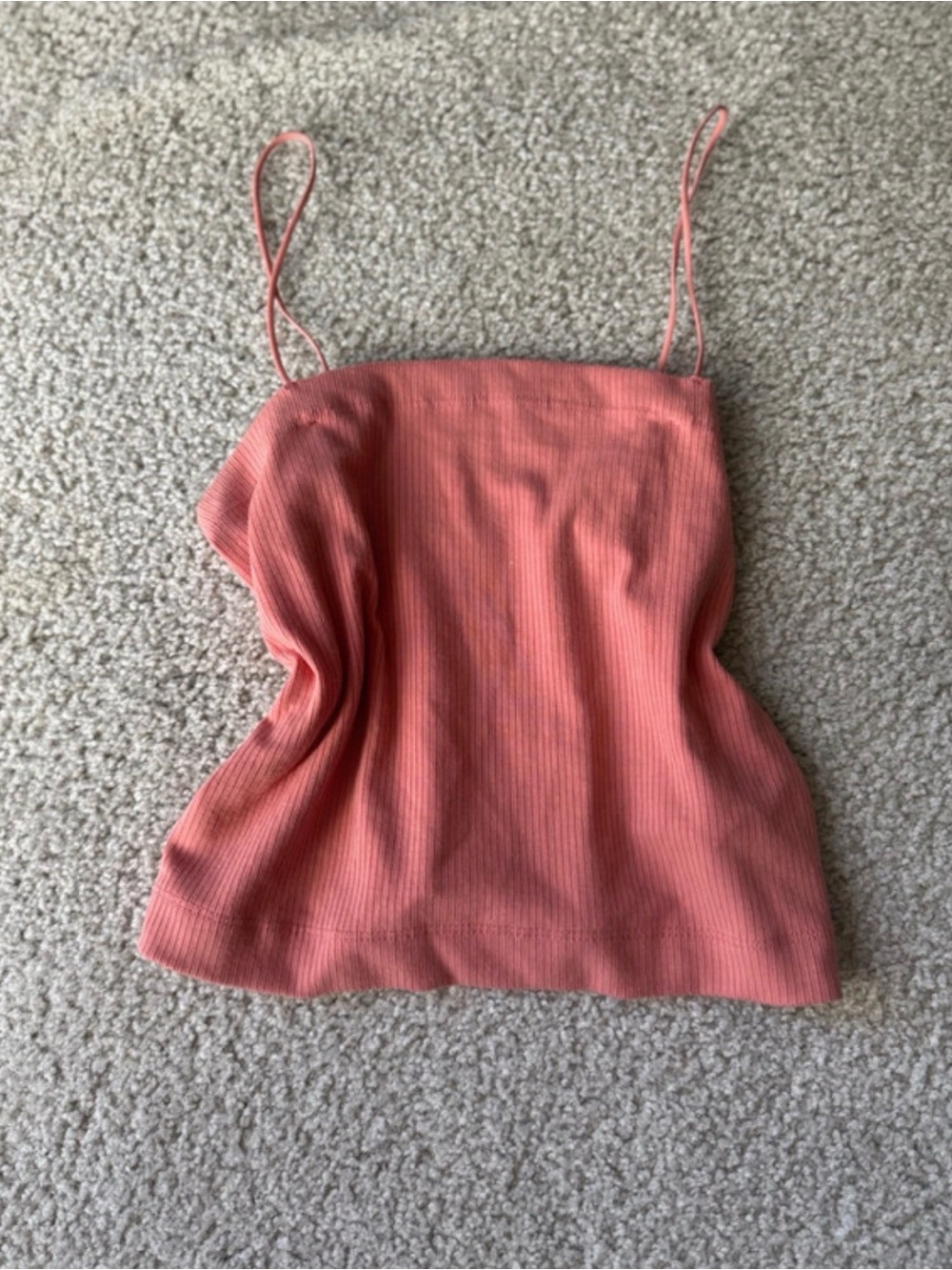 American Eagle Outfitters Coral Ribbed Spaghetti-Strap Tank y2k